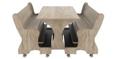 Hoogzit tafel L75 x B64 cm grey crat oak met banken Tangara Groothandel voor de Kinderopvang Kinderdagverblijfinrichting1